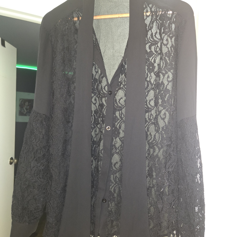New York & Company Black Lace Blouse